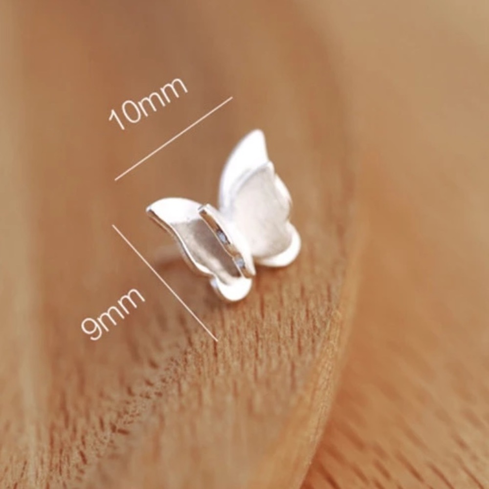 Sterling Silver 925 Butterflies Stud Earrings - Picture 3 of 4